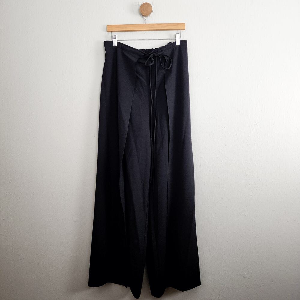 Maslavi Jovani Black High Waisted Wide Leg Flowy Palazzo Trouser Pants New 6 M